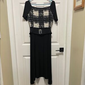 Joseph Ribkoff | Black | Ruffled Top/Hankerchief Skirt | Dress | Size 10